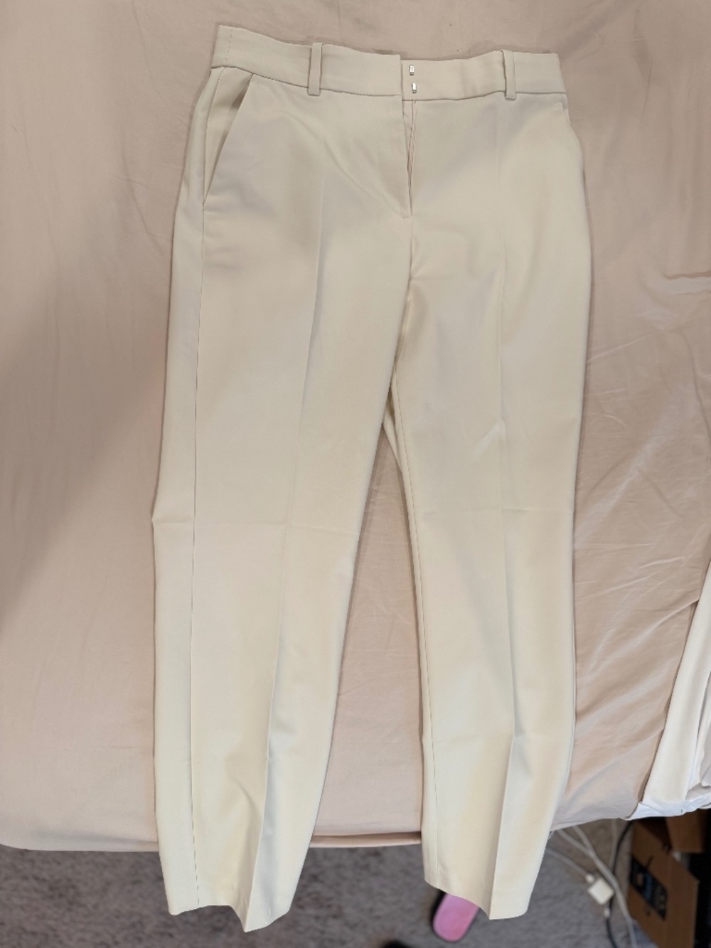 H&M White Tailored Slim Straight Trousers Size 6